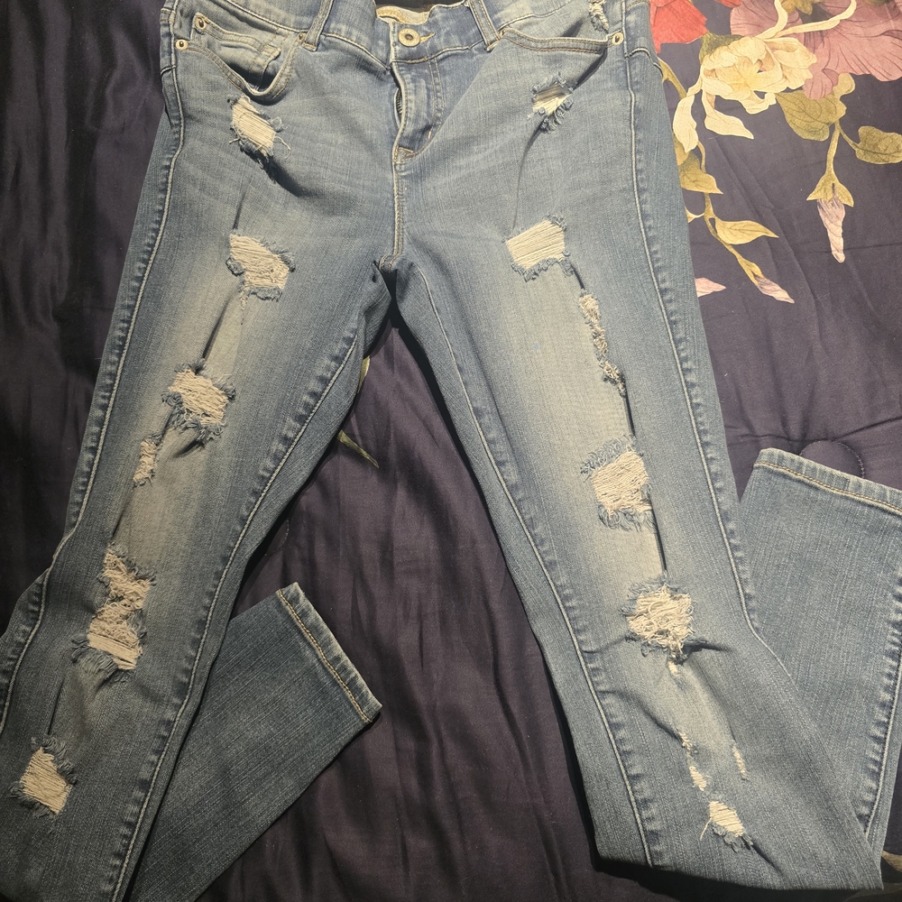 Distressed Blue Jeans